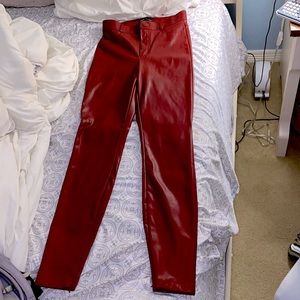 Zara red leather pants